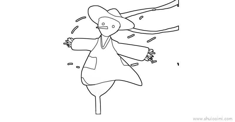 稻草人儿童画怎么画 稻草人简笔画顺序