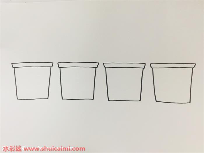 四种垃圾桶简笔画漂亮彩色