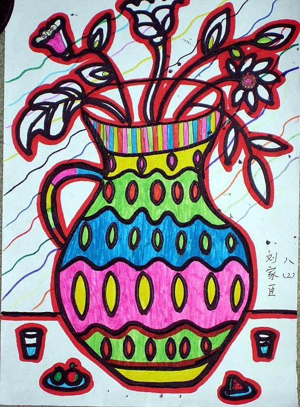 花瓶简笔画花纹彩色 花瓶简笔画花纹彩色