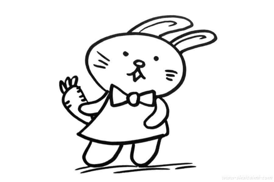 拿着胡萝卜卡通小兔子怎么画 小兔子简笔画简单好看带颜色