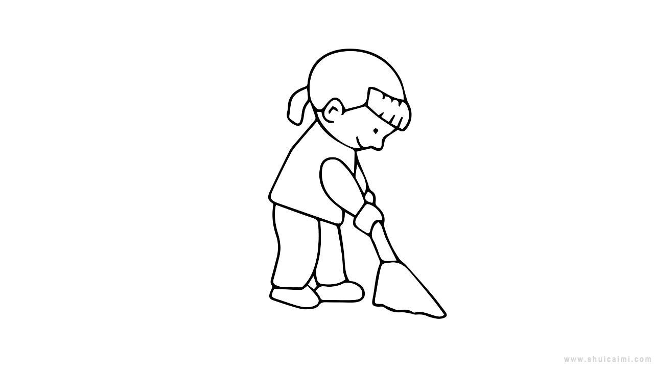 扫地简笔画怎么画 扫地简笔画图片大全