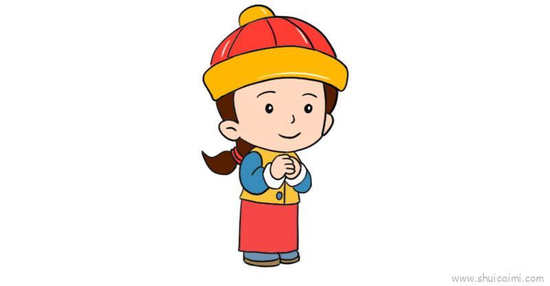 小孩拜年儿童画怎么画 小孩拜年简笔画画法