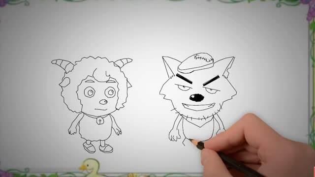 喜羊羊与灰太狼简笔画 喜羊羊与灰太狼简笔画彩色