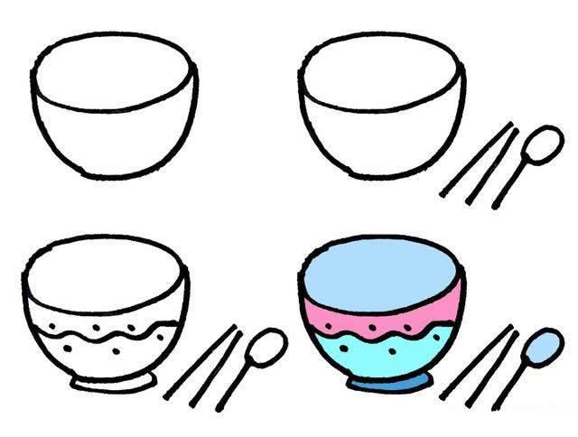 碗的简笔画 盘子的简笔画