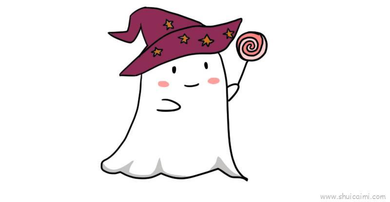 幽灵吃糖儿童画怎么画 幽灵吃糖简笔画图片大全
