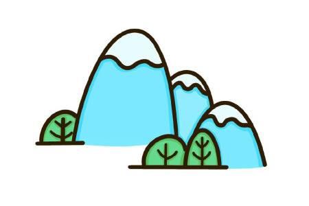 雪山简笔画 雪山简笔画彩色