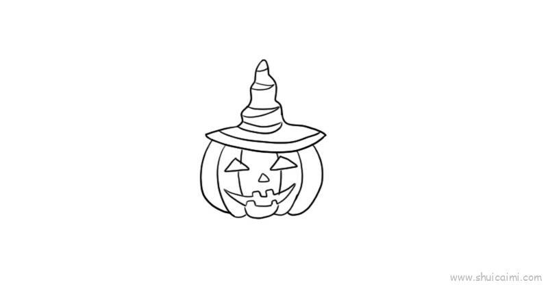 南瓜灯十字碑儿童画怎么画 南瓜灯十字碑简笔画顺序