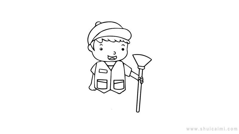 清洁工简笔画怎么画 清洁工简笔画步骤