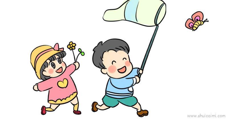 抓蝴蝶儿童画怎么画 抓蝴蝶简笔画简单又好看