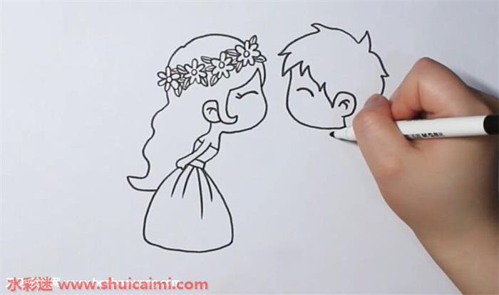 卡通新娘新郎简笔画怎么画画法