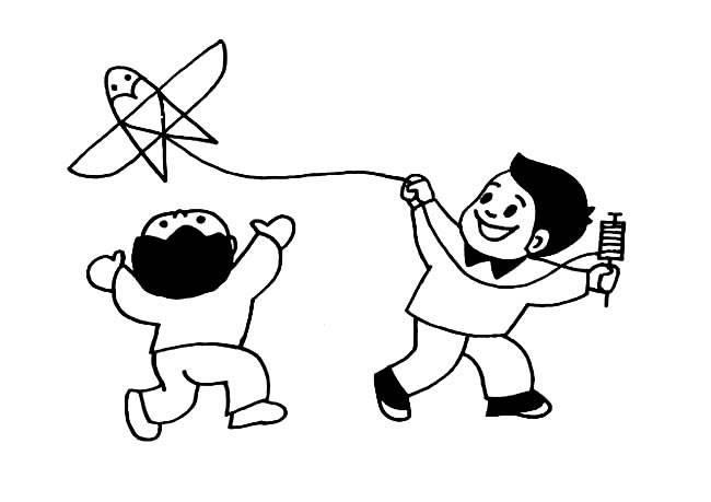 儿童放风筝的简笔画 儿童放风筝的简笔画图片大全小女孩