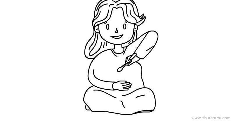 吃西瓜的女生卡通简笔画步骤教程