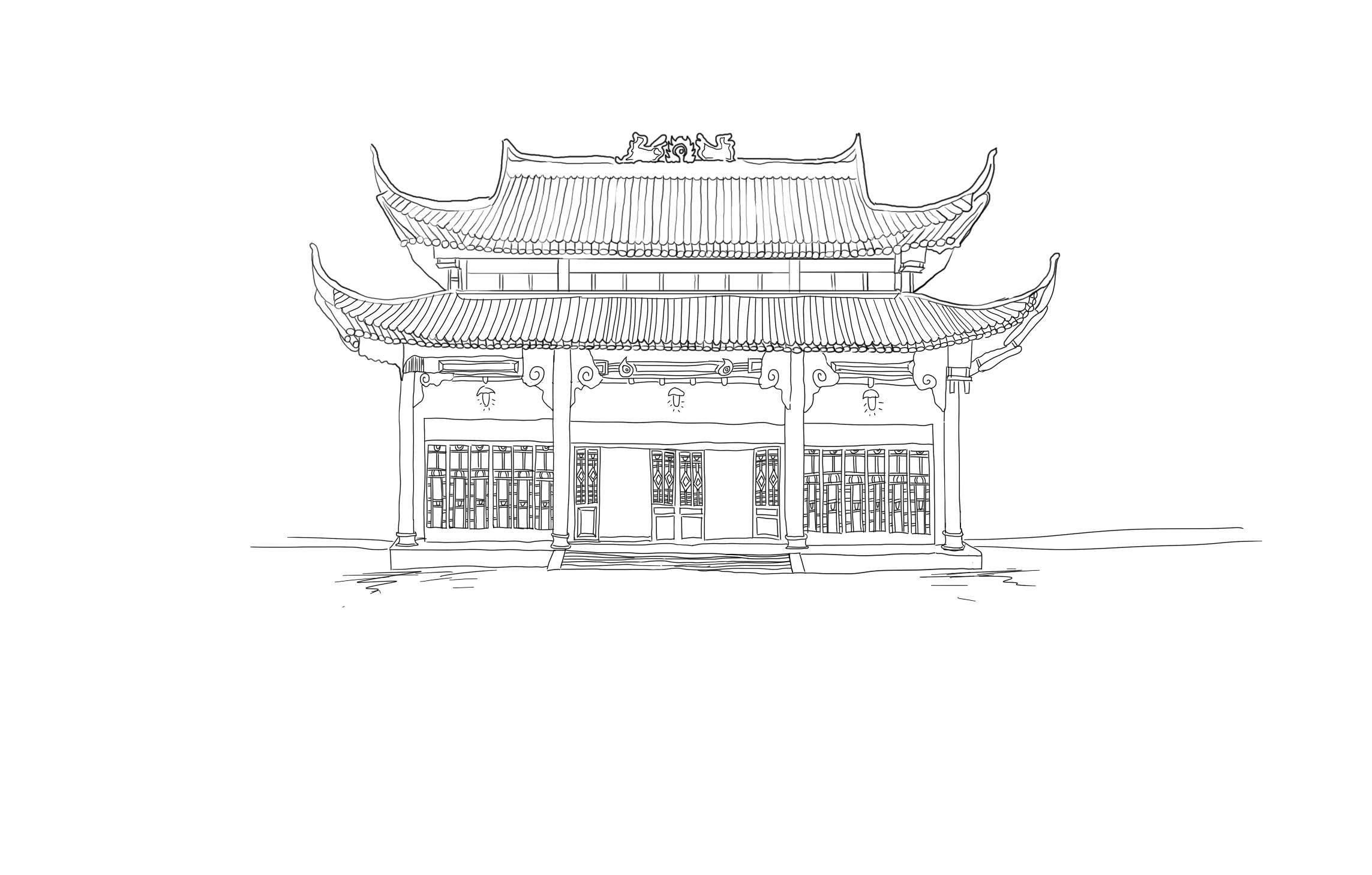 城隍庙的简笔画 城隍庙的简笔画现代