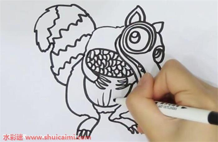冰河世纪松鼠怎么画 冰河世纪松鼠简笔画彩色