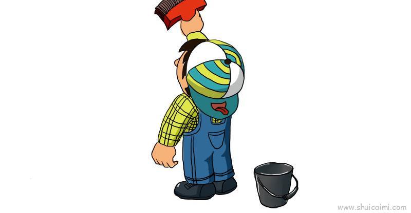 粉刷匠儿童画怎么画 粉刷匠简笔画画法