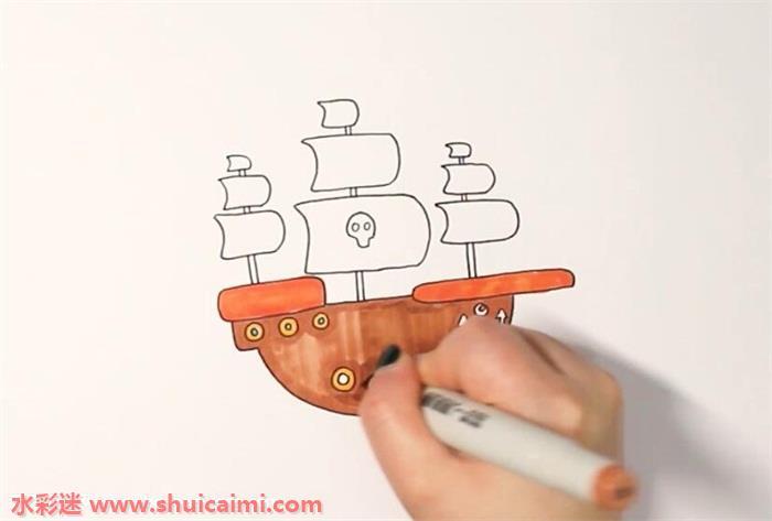 海盗船怎么画 海盗船简笔画步骤