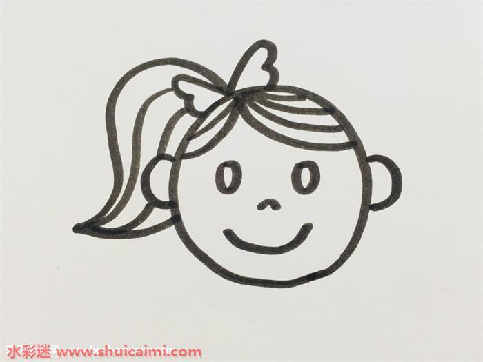 扎高马尾女生怎么画 扎高马尾女生简笔画图片彩色