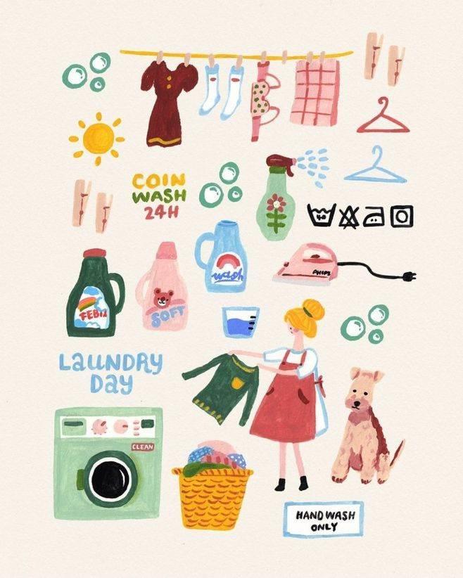 水彩笔简笔画素材手帐 水彩笔手绘