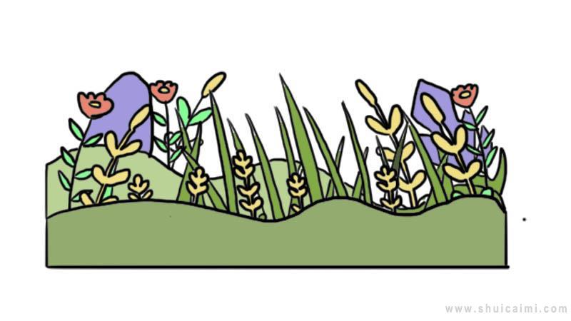 茂密花丛简笔画怎么画 茂密花丛简笔画图片大全