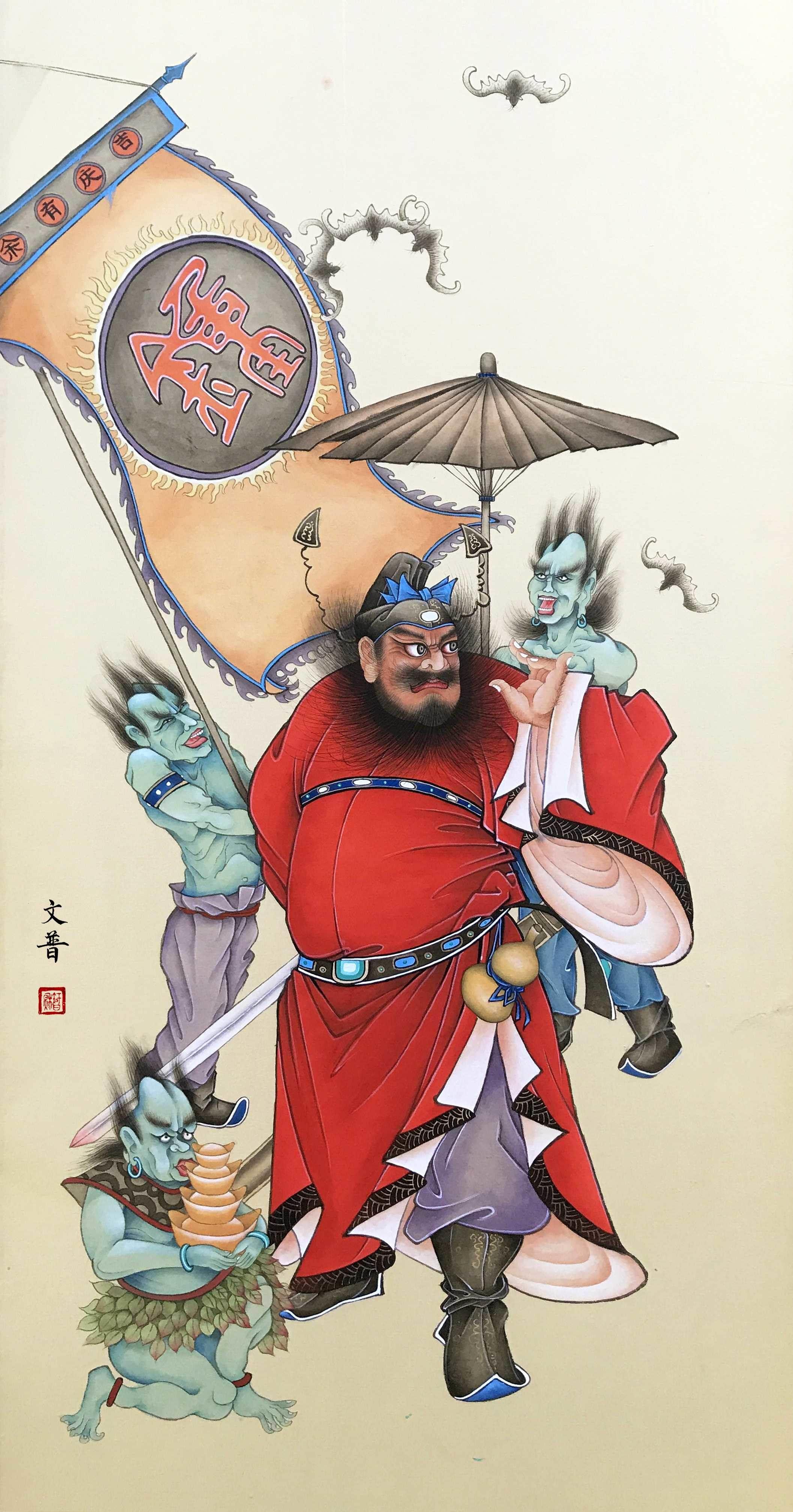 工笔画钟馗白描底稿 钟馗工笔白描人物线稿