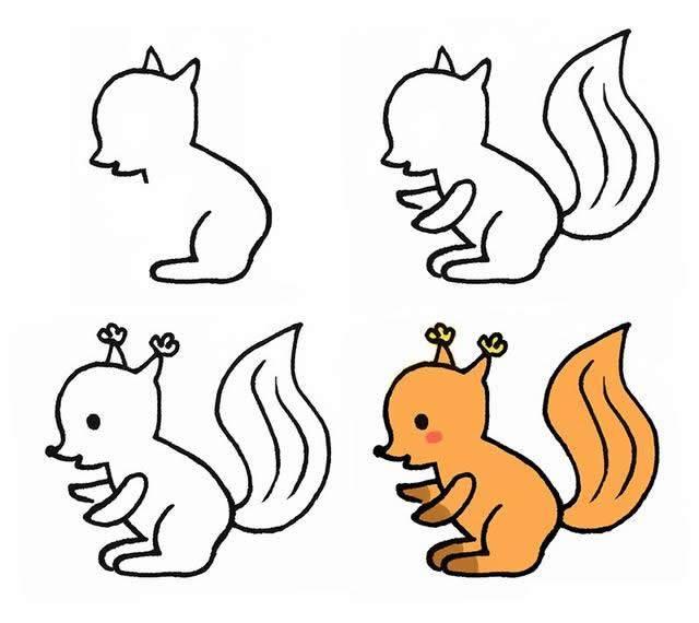 松鼠简笔画 松鼠简笔画图片加颜色