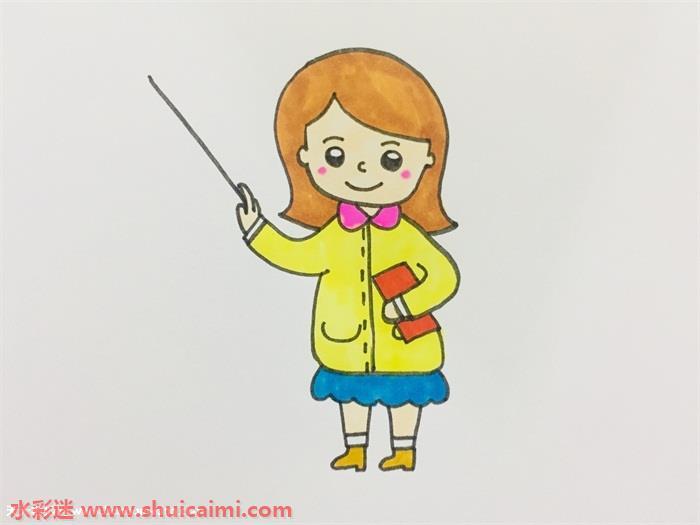 长发老师怎么画 长发老师简笔画漂亮彩色