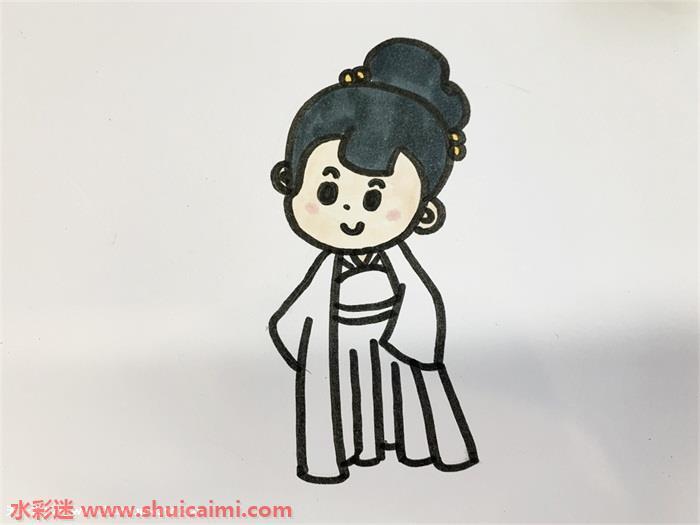 古代公主怎么画 古代公主简笔画彩色