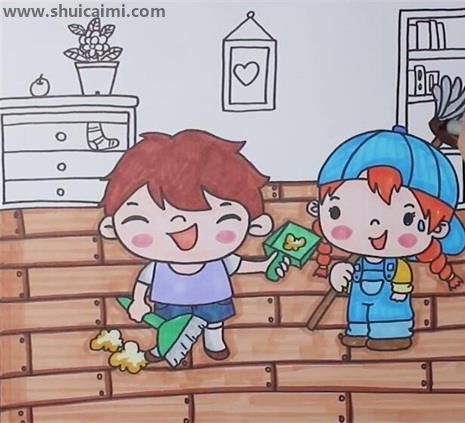 扫地儿童画简笔画怎么画 扫地儿童画简笔画顺序