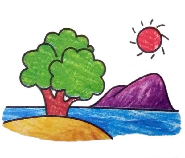 山水风景图片简笔画 绘画山水风景图片简笔画