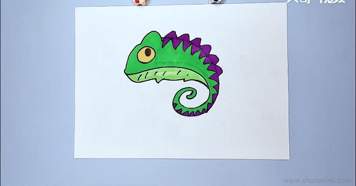 变色龙儿童画怎么画 变色龙简笔画步骤