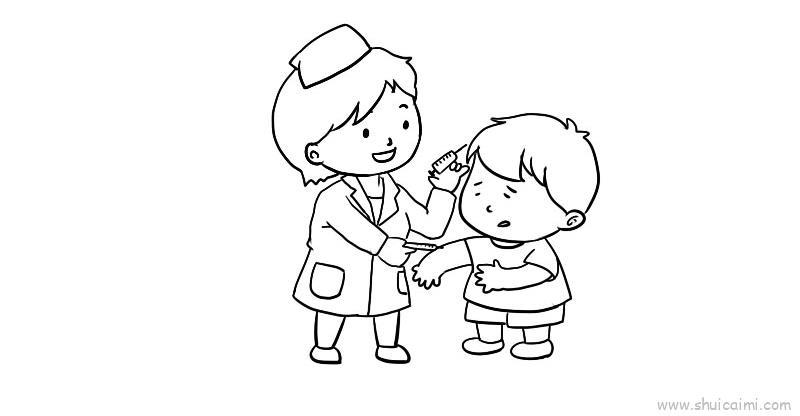 打针儿童画怎么画 打针简笔画图片