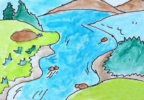 河流简笔画 河流简笔画图片带颜色