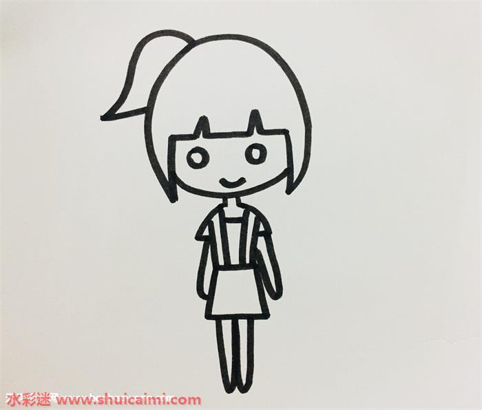 马尾女孩简笔画怎么画步骤