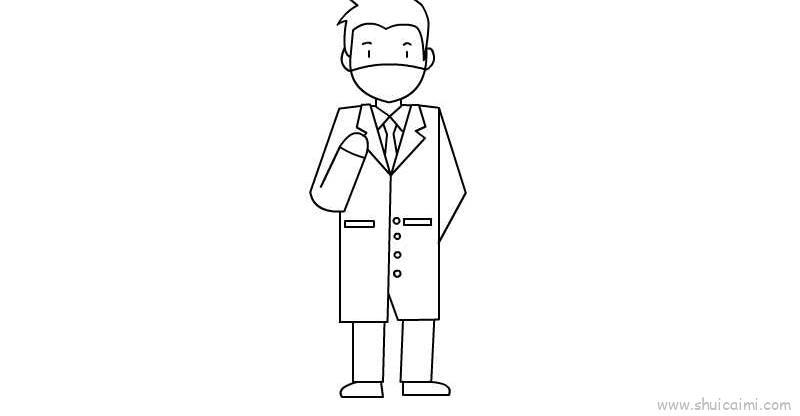 医生全身带口罩儿童画怎么画 医生全身带口罩简笔画图片大全