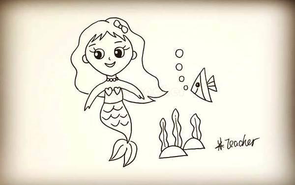 简笔画美人鱼 简笔画美人鱼儿童画