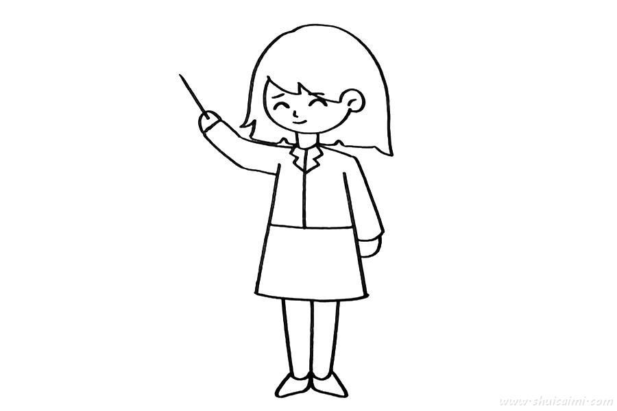温柔的老师怎么画 温柔的老师简笔画图片带颜色