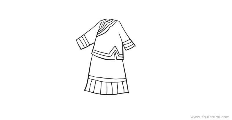 少数民族服装,少数民族服装儿童画怎么画 少数民族服装,少数民族服装简笔画顺序