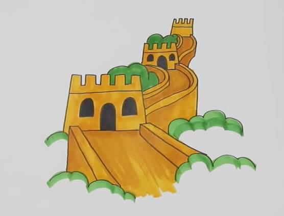 儿童简笔画长城 儿童简笔画长城彩色
