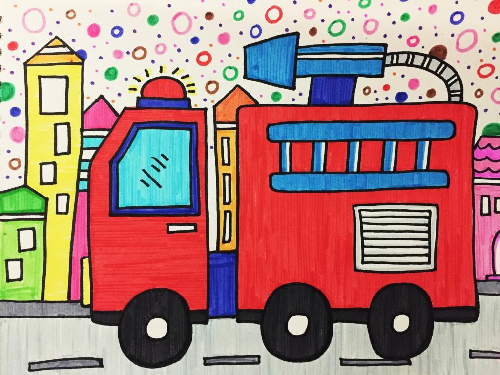 消防车简笔画 消防车简笔画图片大全