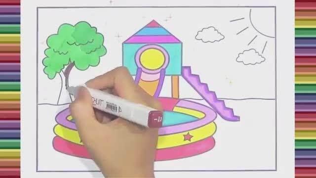 滑滑梯简笔画 滑滑梯简笔画儿童彩色