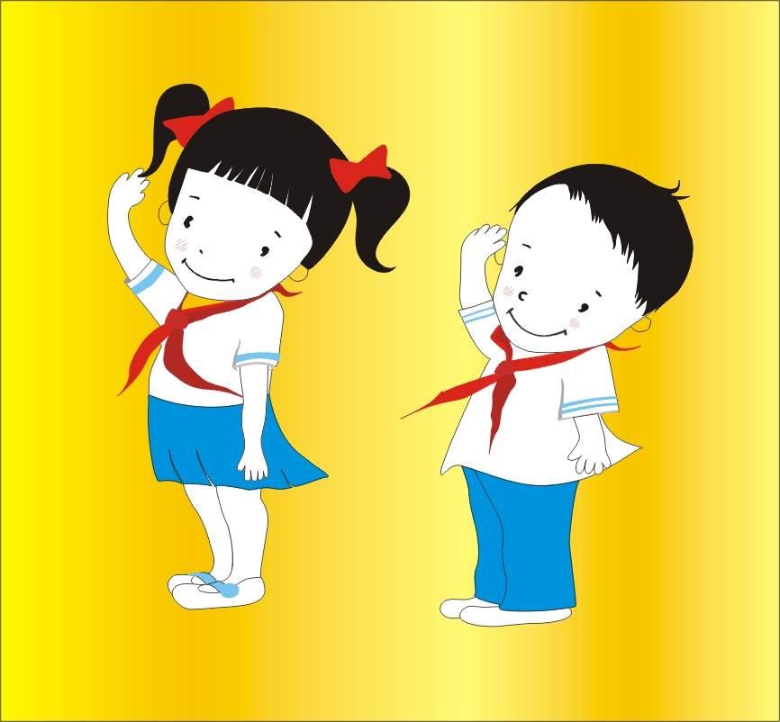 戴红领巾的小孩简笔画 戴红领巾的小孩简笔画一男一女