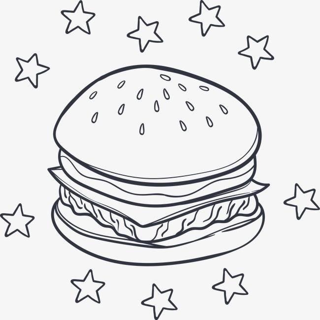 汉堡的简笔画图片大全 汉堡的简笔画简单又漂亮