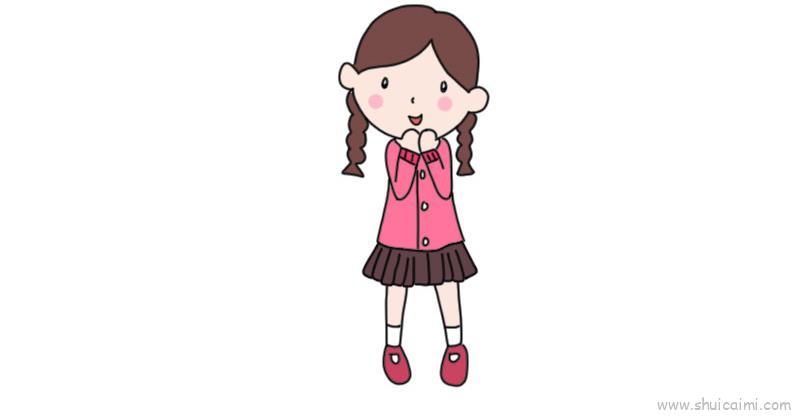 扎辫子儿童画怎么画 扎辫子简笔画画法