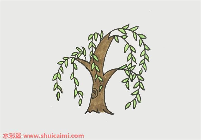 柳树怎么画 柳树简笔画步骤图