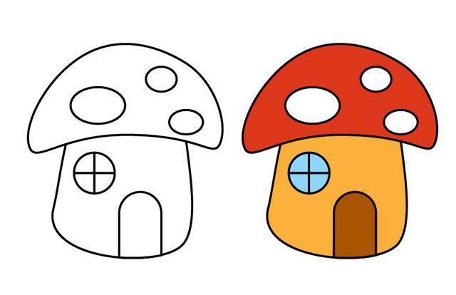 蘑菇房子简笔画 蘑菇房子简笔画图片带颜色