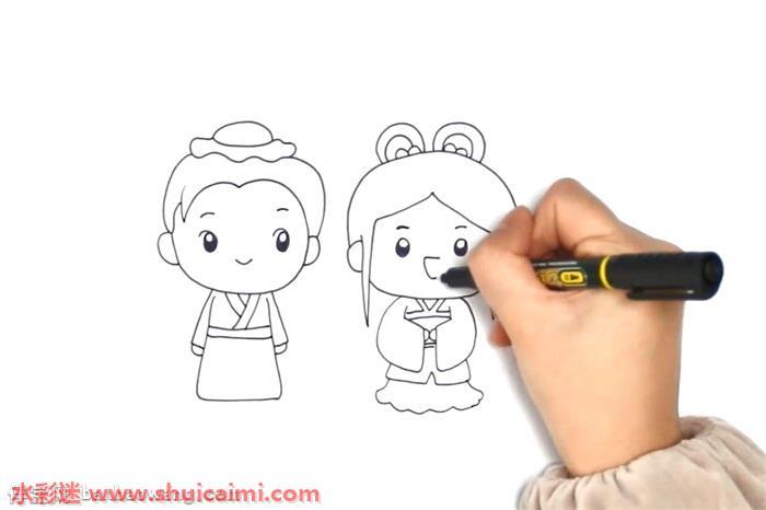 牛郎织女好看怎么画 牛郎织女好看简笔画彩色