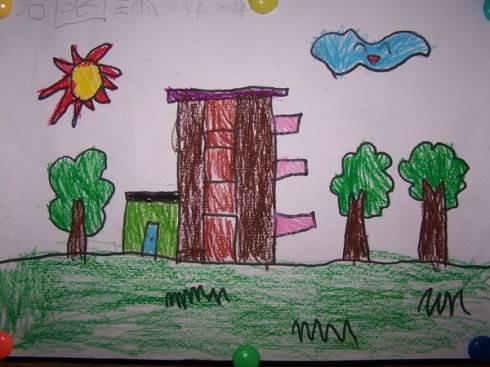 建房子儿童画简笔画 建房子绘画