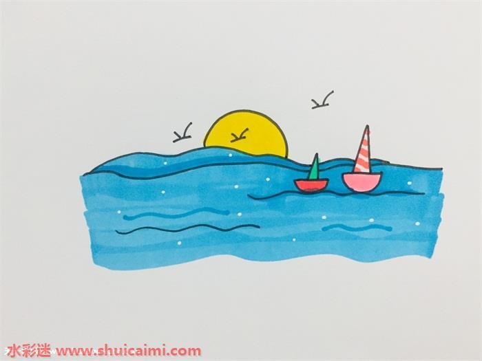 大海怎么画 大海简笔画画法