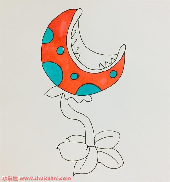 食人花怎么画 食人花简笔画图片带颜色