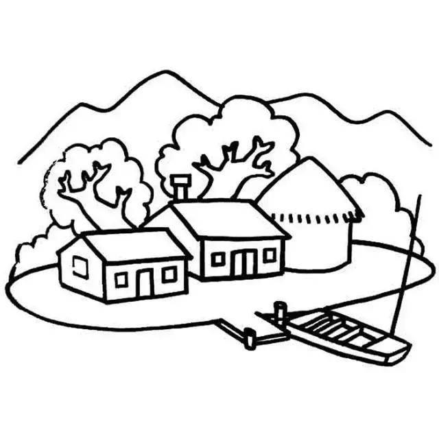 山水的简笔画图片大全 山水的简笔画图片大全彩色